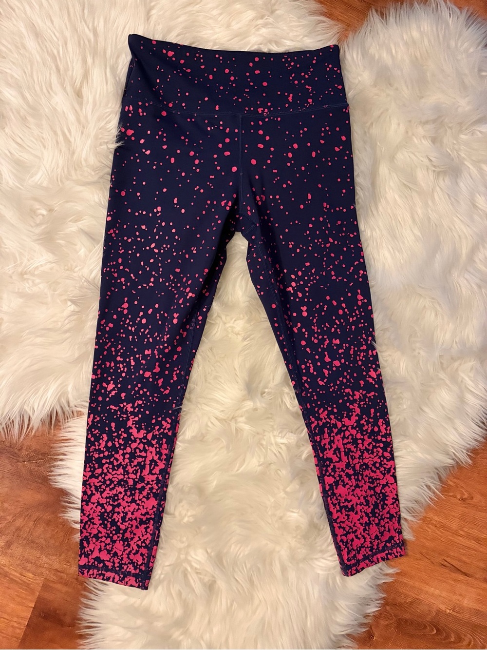 ZYIA Navy Pink Splash Light n Tight Hi-Rise 7/8 24” Sty 2097 Activewear Sz 6-8